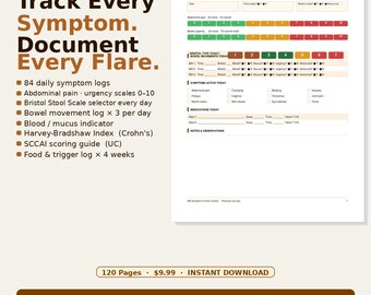 Crohn's Disease Symptom Tracker | IBD Flare Log, Bristol Scale (PDF Download)