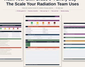 Radiation Skin Reaction Tracker Printable | Radiation Therapy Skin Care Log | Cancer Treatment Skin Journal | Instant Download PDF