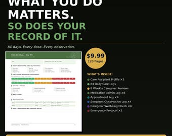 Lupus SLE Caregiver Log Book | Daily Tracker, Medication Diary (PDF)
