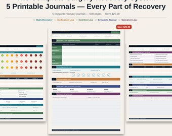 Surgery Complete Bundle Printable | 5 Post Surgery Journals | Recovery Tracker PDF