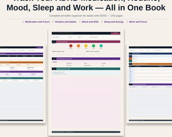 ADHD Complete Organizer Printable 240 Pages | 5 Journals | ADHD Planner Bundle PDF