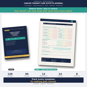 Cancer Therapy Side Effects Tracker | Daily Symptom Journal (PDF Download)
