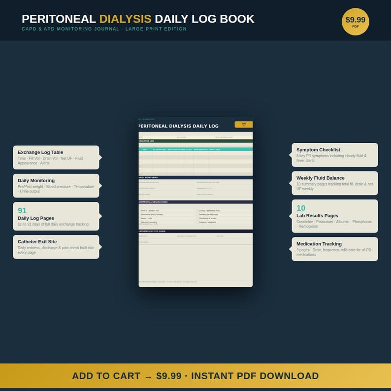 Peritoneal Dialysis Log Book | CAPD APD Monitoring Journal (PDF ...