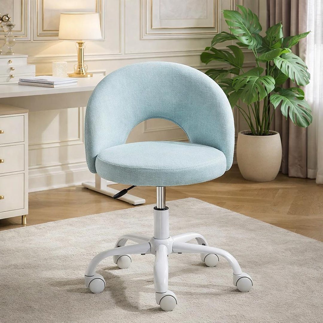 Modern Round Back Adjustable Rolling Vanity Study Chair - Etsy