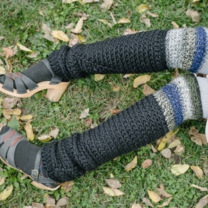Black Space Leg Warmers/Crochet Leg Warmers/Chunky Wool Leg Warmers/Crochet Leg warmers/Handmade Long Leg Warmers