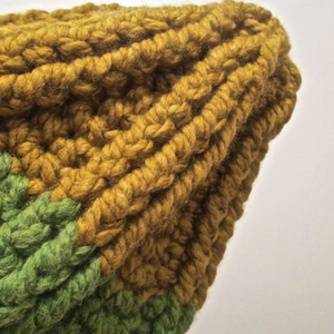 The Seven Ski Hat in Grass & Gold/Chunky Crochet Hat/Oversized Winter Hat/Ready to Ship image 2