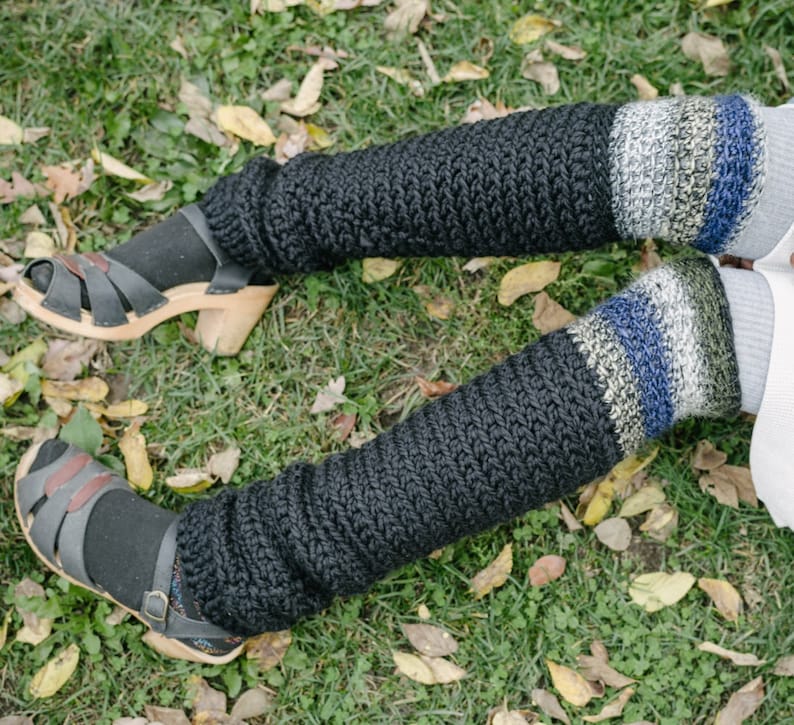 Black Space Leg Warmers/crochet Leg Warmers/knee High Soft Etsy