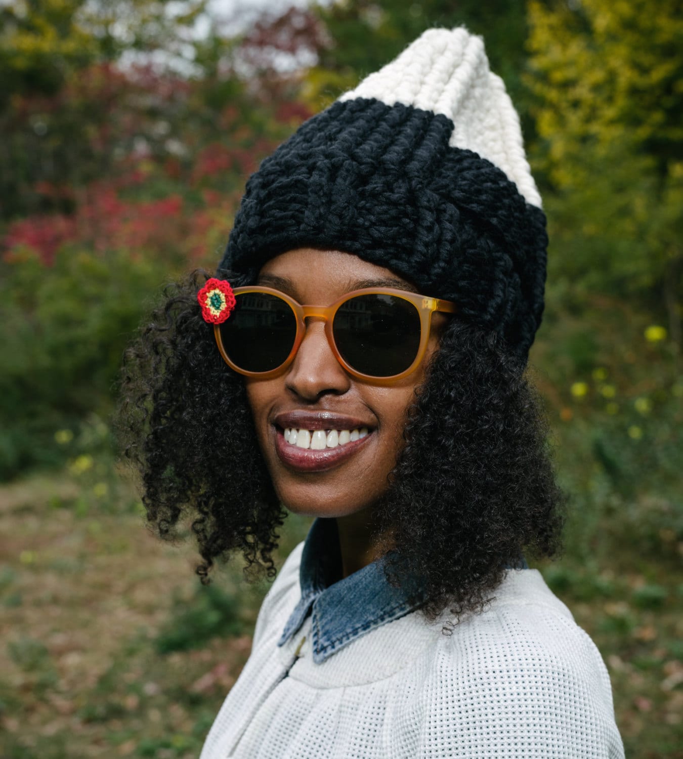 Hand made crochet woven oversized winter hat display picture 2