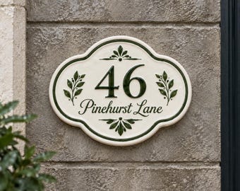 Custom Ceramic House Number, Custom Address Plaque, Door Number Sign, Hand Painted Plaque, New Home Decor, Housewarming Gift, Christmas Gift
