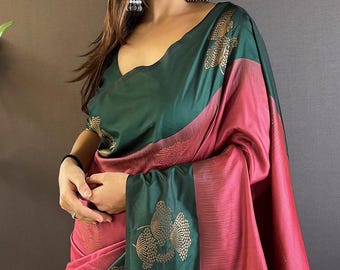 New Kanjivaram Soft Lichi Silk Saree with rich pallu Designer Wedding Pattu Silk Sarees,Indian Women Ethnic Wear, Bridesmaid Saree