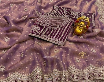 New Fandy silk Partywear Saree for women with Seqiance Work, Bollywood Sarees with Stitch Blouse, Readytowear Sarees