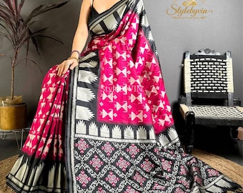 New Pink Warli Soft Silk Saree for women, Wedding silk Sarees with Blouse Stitch