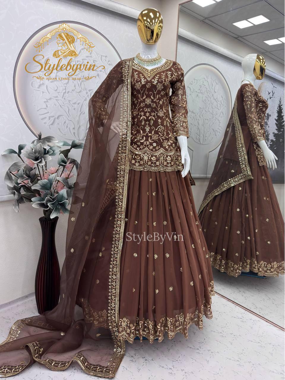 brown asian dress Cheongsam Dress