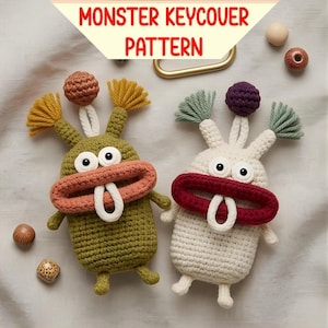 Monster Key Cover Crochet Pattern | Big Mouth Keychain Amigurumi PDF Download