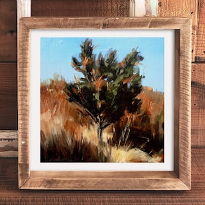 Realistic Coastal Landscape Painting of Orange and Green Beach Tree and Grass on the Clay Cliffs Aquinnah Martha&#39;s Vineyard Fine Art Print