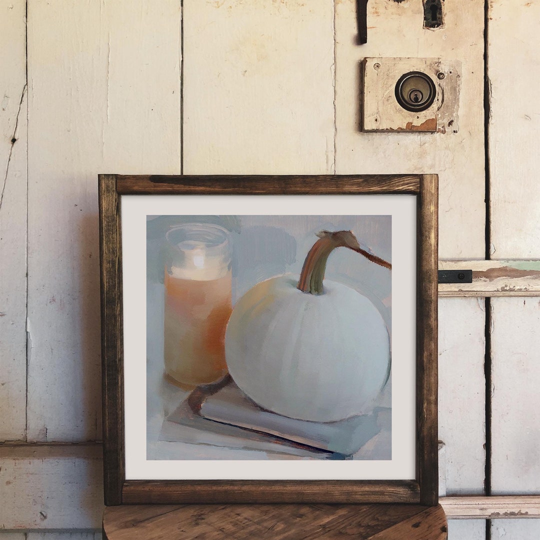 White Pumpkin Still Life Art Print, Calming Autumn Home Decor - Etsy