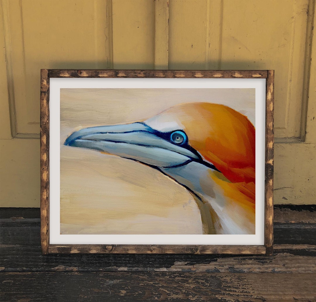 Northern Gannet Art Print, Realistic Bird Oil Painting - Etsy