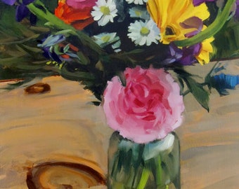 Archival 12" x 16" Giclee Print / Farmhouse Wedding - no.181 Oil Painting Realism Floral Still Life