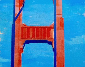 Archival 11" x 14" Giclee Print / Golden Gate - Painting Contemporary Architecture San Francisco Acrylic