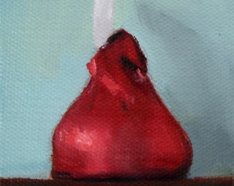 Archival 3" x 3" Giclee Print / "Red Kiss 2"