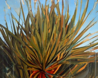 Archival 18" x 24" Giclee Print / Desert Palm (no.192) Acrylic Painting Realism Abstraction Warm Landscape Arizona Southwest