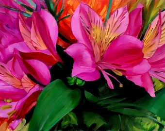 Archival 16" x 20" Giclee Print / Lilies - no.183 Oil Painting Realism Floral Flowers Nature