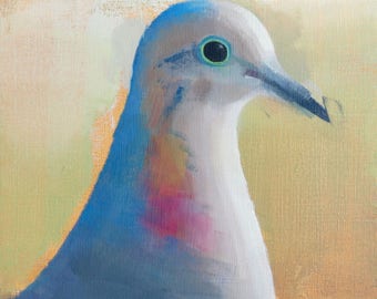 Archival 6" x 6" Giclee Print / Rainbow Pigeon (no.154) Oil Painting Realism Bird Animal Wildlife Colorful