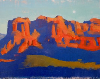 Archival 11" x 14" Giclee Print / Sonoran Desert, AZ - No.2 Acrylic Painting Realism Abstraction Warm Landscape Arizona Southwest
