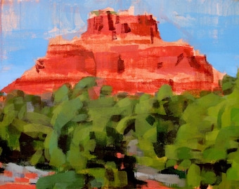 Archival 10" x 20" Giclee Print / Sonoran Desert, AZ - No.1 Acrylic Painting Realism Abstraction Warm Landscape Arizona Southwest