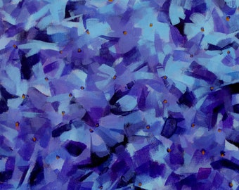 Archival 11" x 14" Giclee Print / Blue Phlox - Painting Contemporary Floral Abstract Blue Flowers Acrylic