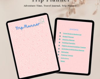 Minimalist Trip Printable Travel Planner Digital Vacation Itinerary Travel Guide Journal Adventure Time Planner Expense Tracker