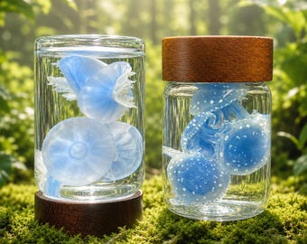 Ethically Sourced Papuan Jellyfish Wet Specimen Set of 4 Real Preserved Marine Oddity Gothic Decor Science Gift