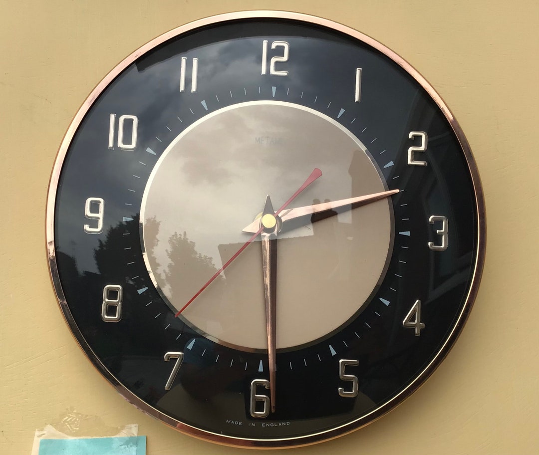 Vintage Metamec Wall Clock Black and Copper Kitchen Wall Etsy