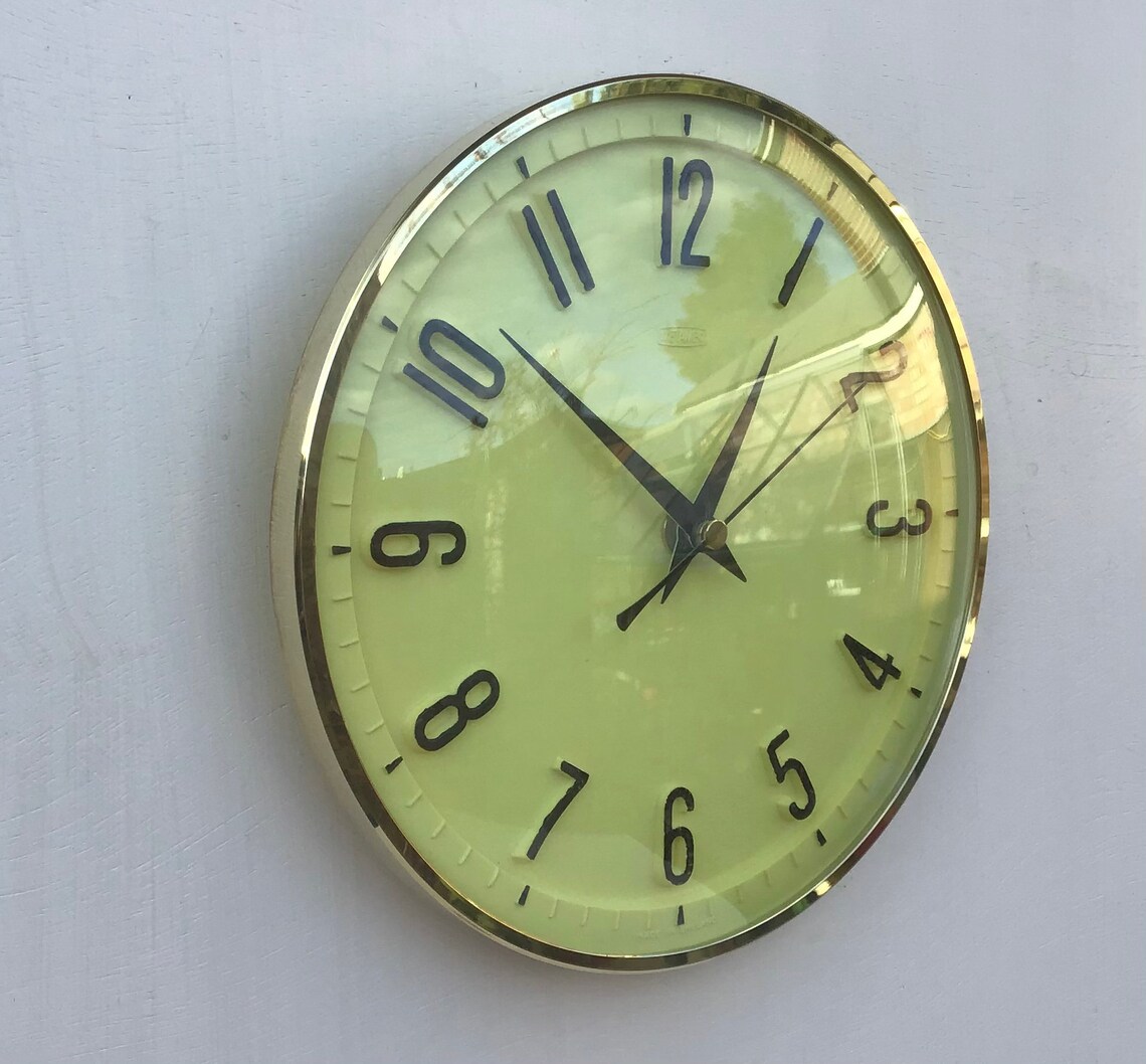 Vintage gelb Metamec Retro Küche Wanduhr | Etsy