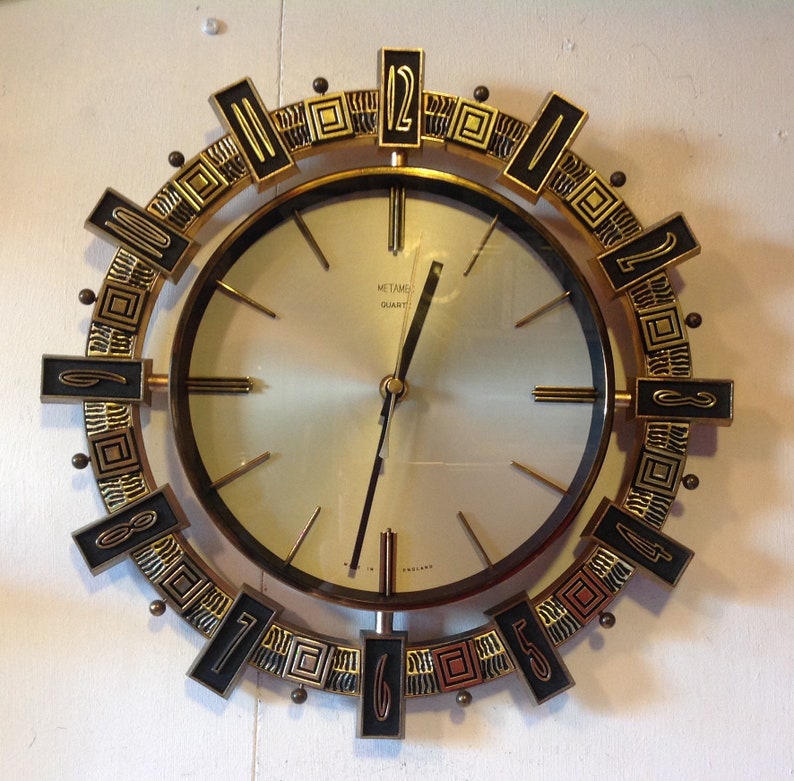 Metamec Wall Clock Vintage Clock Battery Wall Clock Etsy