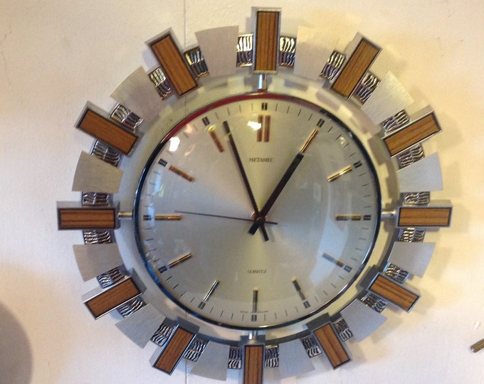 Metamec Wall Clock Battery Movement Vintage Starburst Etsy