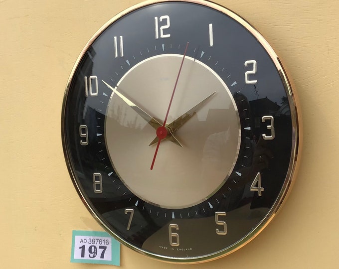 Vintage Metamec Wall Clock Black and Copper Kitchen Wall Clock Battery Operated Recycled Wall