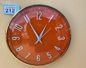 Metamec Orange  Vintage Recycled Kitchen Wall Clock