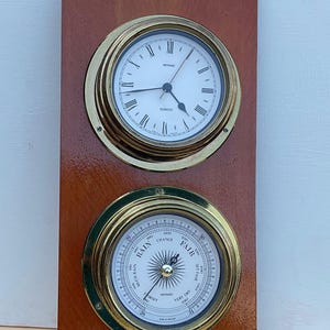 Barómetro y reloj náutico Metamec - Barómetro y reloj antiguos - Reloj barómetro de barcos antiguos