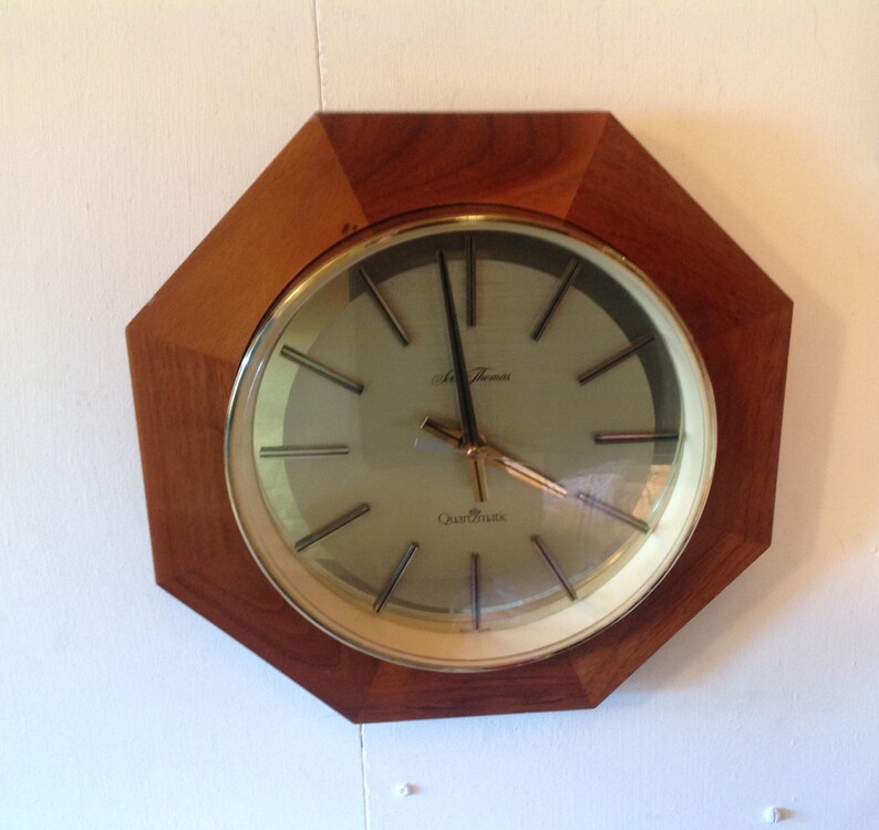 Seth Thomas Vintage Clock Octagon Wall Battery Clock Etsy