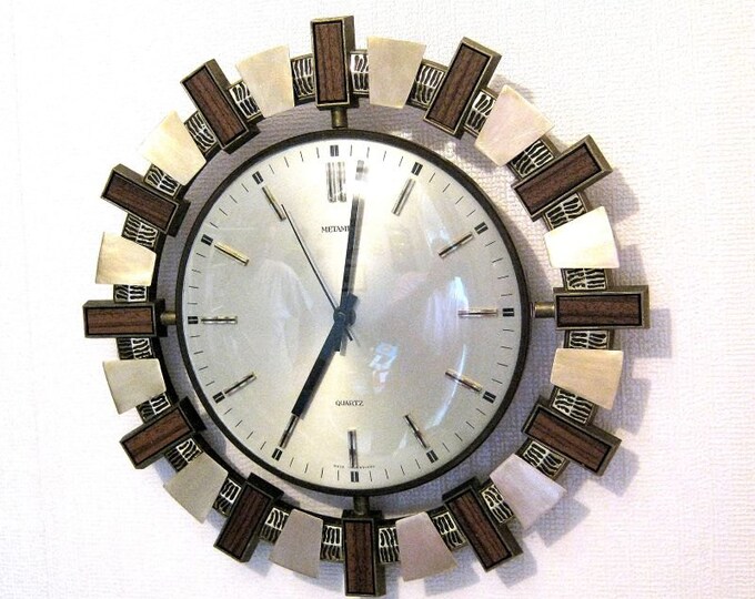 Metamec Wall Clock Vintage Starburst Battery Etsy