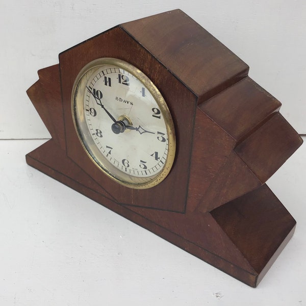 Vintage Wooden Clock Case Mantel Shelf 1930's