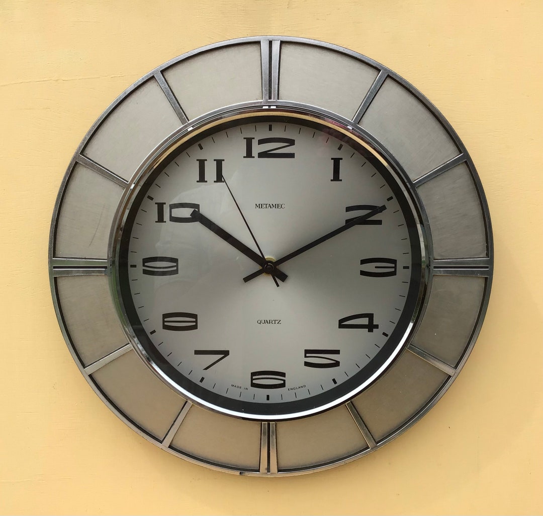 Vintage Metamec Wall Clock Silver Coloured Wall Clock Etsy UK