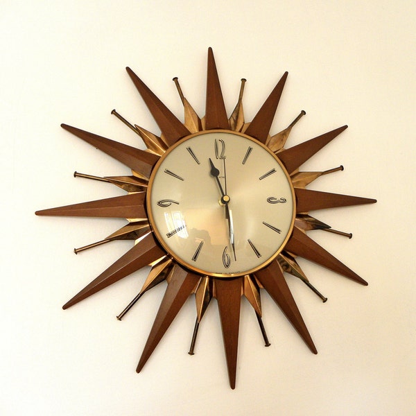 Metamec Sunburst Wall Clock - Vintage Starburst Wall Clock