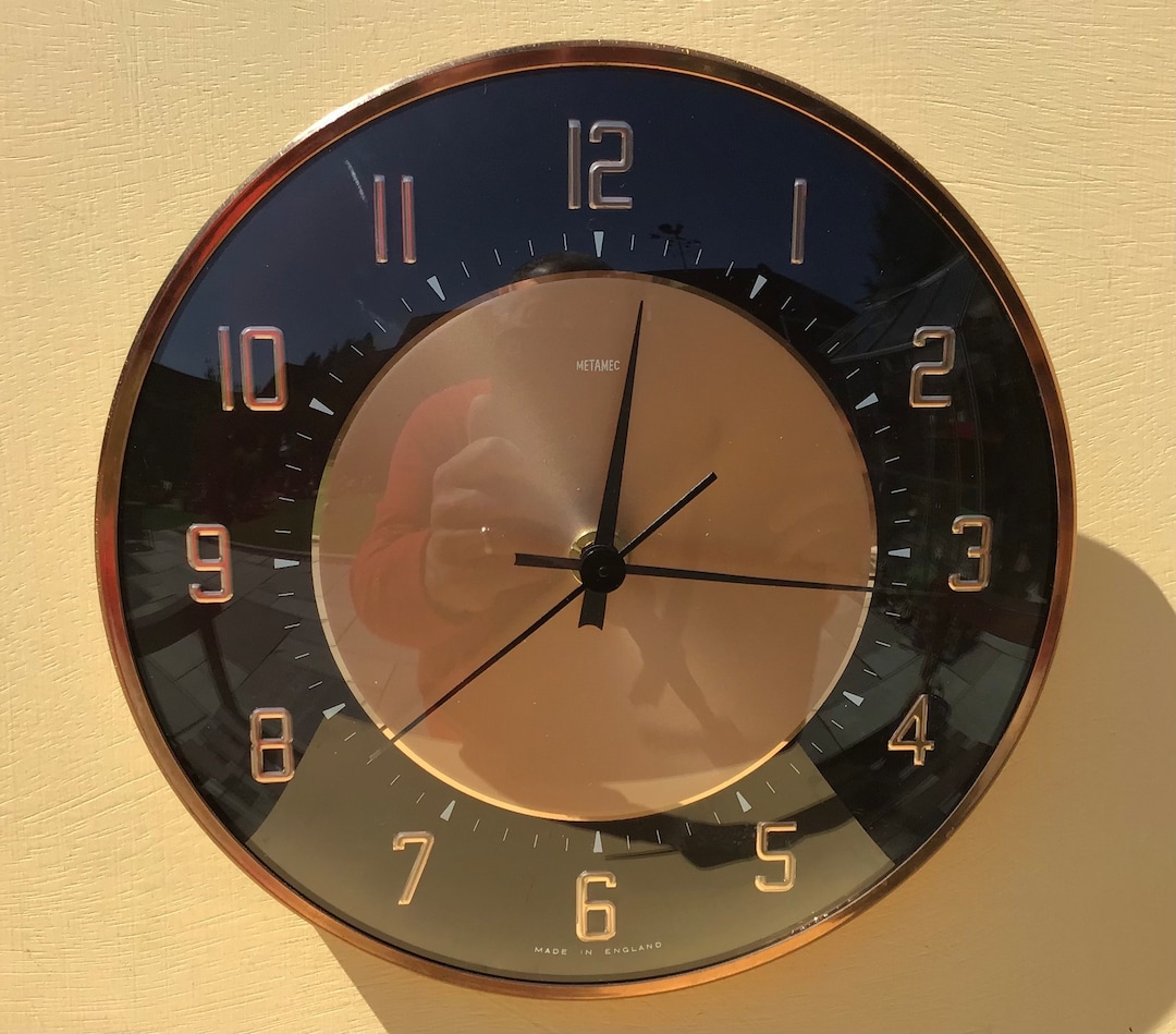 Vintage Metamec Wall Clock Black and Copper Kitchen Wall Clock Battery Operated Recycled Wall
