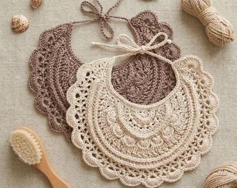 Patrón de babero de encaje para bebé (PDF), babero vintage, regalo para baby shower hecho a mano.