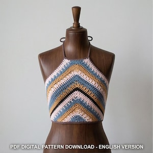 Crochet Halter Clothing Pattern – Boho Lace Back Summer Crop Top PDF