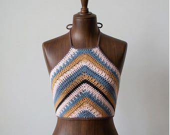 Patron de vêtement dos nu au crochet - Haut court d'été en dentelle bohème dans le dos PDF