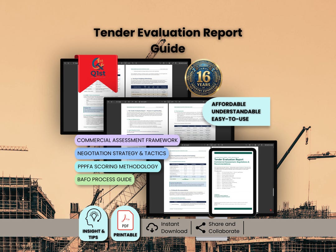 Tender Recap Report Example Tender Evaluation Report Guide | QS Procurement & BAFO Templates - Etsy