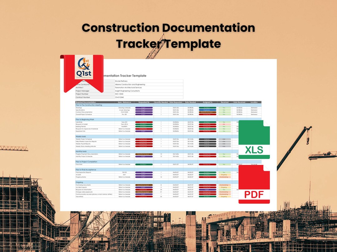 Construction Documentation Tracker Excel Template for Project ...